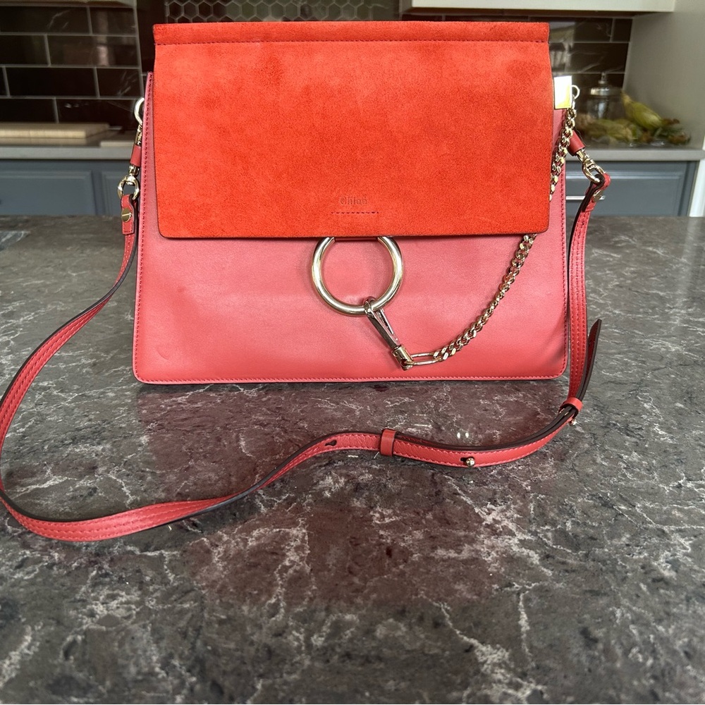 Chic Red and Pink Designer Shoulder Bag